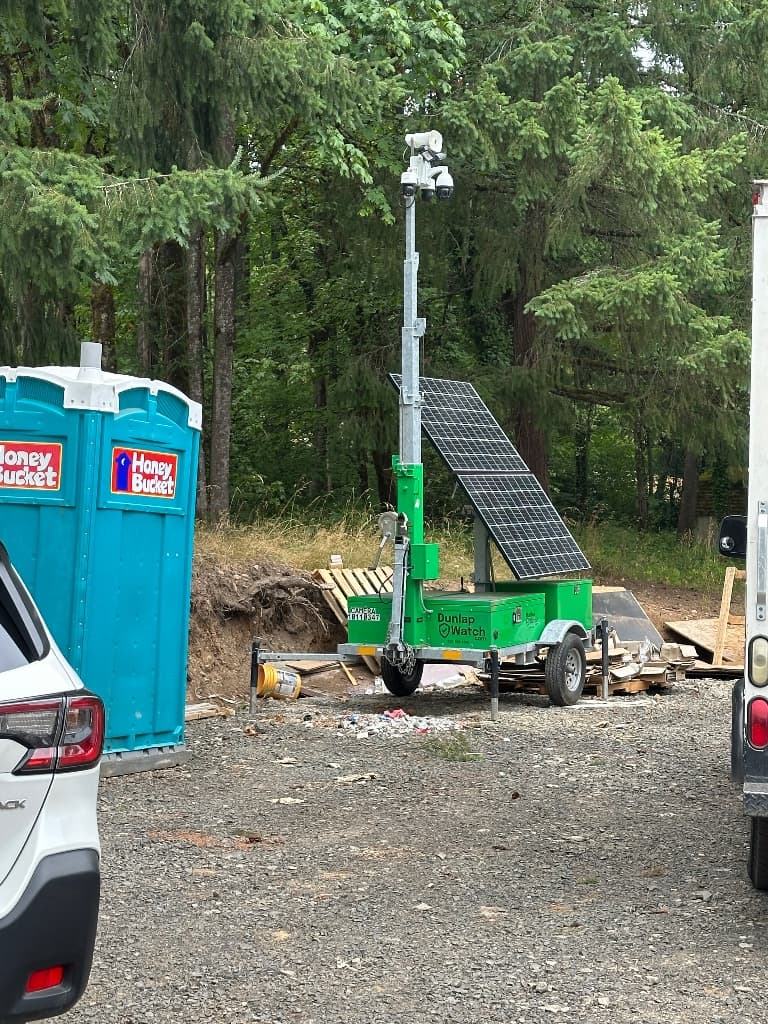 Dunlap Watch mobile surveillance trailer deployed at a construction site