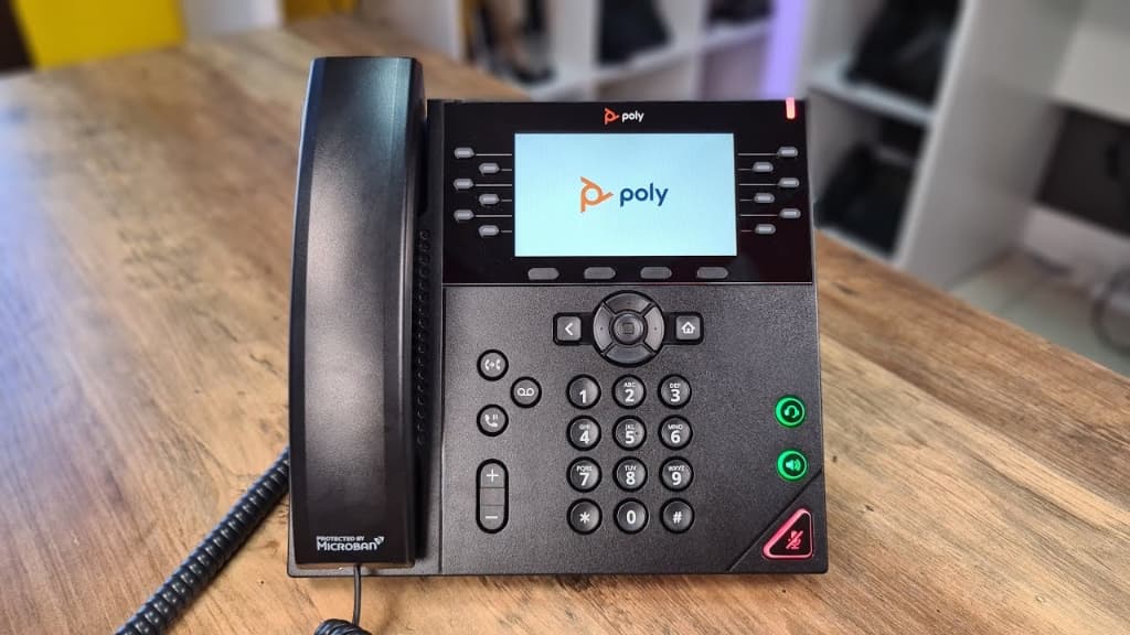 Poly desk phone configured as part of a Dunlap Voice deployment